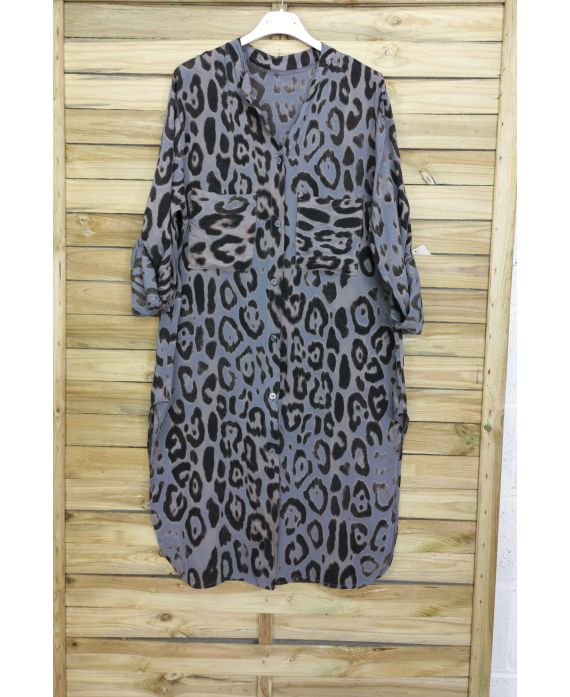 TUNIC LONG OVERSIZE LEOPARD 3095 BLUE