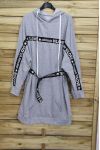 SWEAT LONG DRESS + BELT 3084 GREY