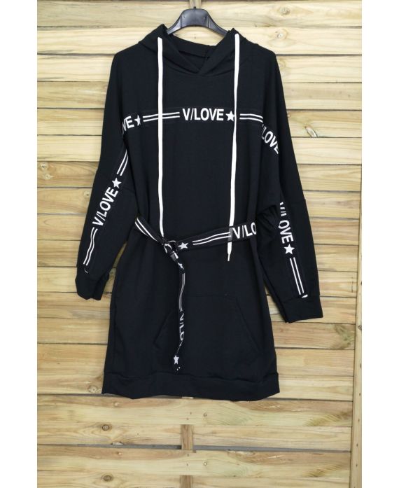 SWEAT LONG/ROBE + CEINTURE 3084 NOIR