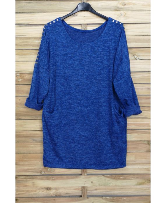 LARGE SIZE SWEATER WITH RIVETS 4001 ROYAL BLUE