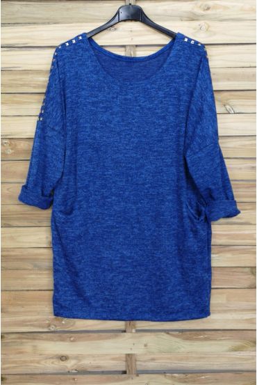 LARGE SIZE SWEATER WITH RIVETS 4001 ROYAL BLUE
