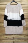 LARGE SIZE SWEATER LONG KNIT 4017 BEIGE