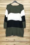 LARGE SIZE SWEATER LONG KNIT 4017 GREEN MILITARY OFFICER
