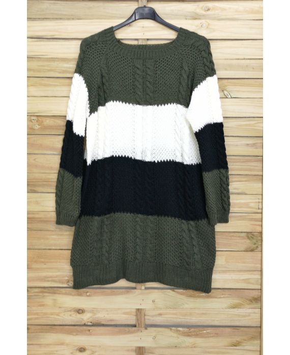 LARGE SIZE SWEATER LONG KNIT 4017 GREEN MILITARY OFFICER