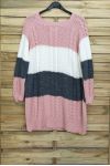 LARGE SIZE SWEATER LONG KNIT 4017 PINK