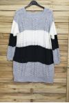 LARGE SIZE SWEATER LONG KNIT 4017 GRAY