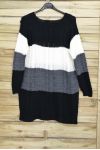 LARGE SIZE SWEATER LONG KNIT 4017 BLACK