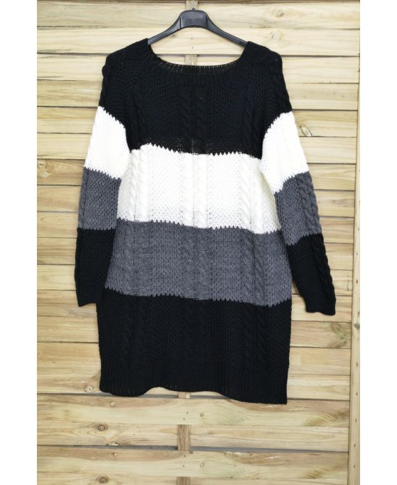 LARGE SIZE SWEATER LONG KNIT 4017 BLACK