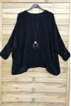 GRANDE TAILLE EFFET VELOUR + COLLIER OFFERT 4019 NOIR