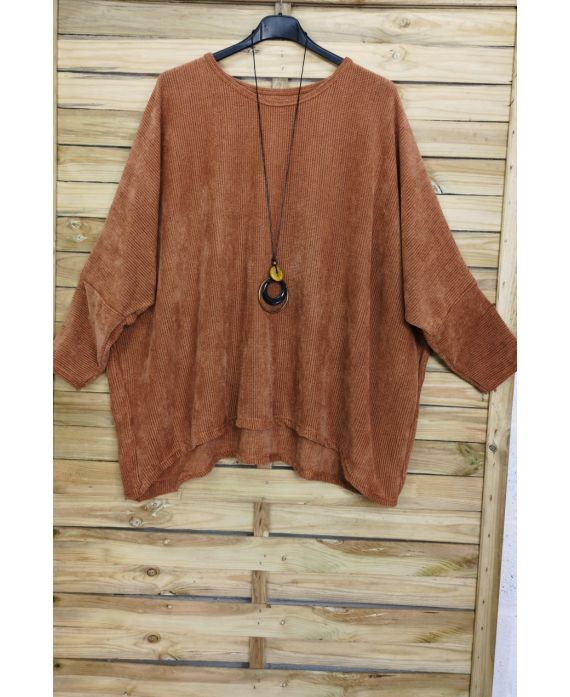 GRANDE TAILLE EFFET VELOUR + COLLIER OFFERT 4019 CAMEL