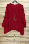 GRANDE TAILLE EFFET VELOUR + COLLIER OFFERT 4019 ROUGE