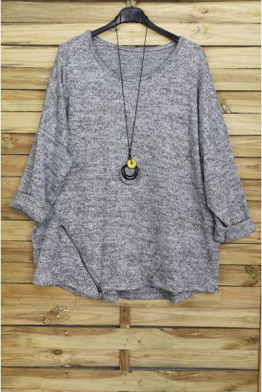 LARGE SIZE SWEATER ZIPS + PADDED OFFERED 4018 GREY