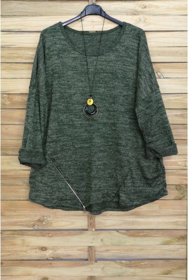 DI GRANDI DIMENSIONI MAGLIONE ZIP + IMBOTTITO OFFERTI 4018 VERDE MILITARE