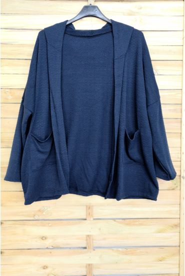 LARGE SIZE VEST 2 POCKETS A HOOD 4021 NAVY BLUE