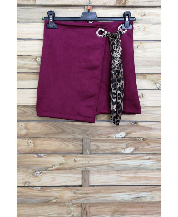 LOT 3 SKIRTS SUEDE EFFECT WALLET S-M-L 4027 BORDEAUX