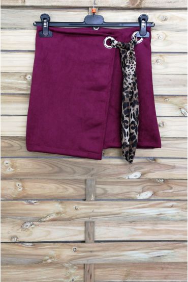 LOT 3 SKIRTS SUEDE EFFECT WALLET S-M-L 4027 BORDEAUX