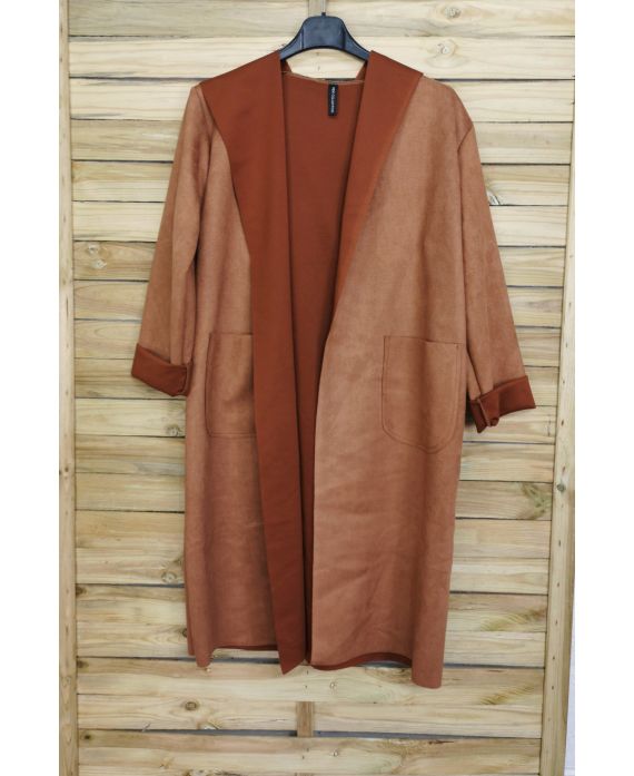 VESTE ASPECT DAIM A CAPUCHE 4025 CAMEL