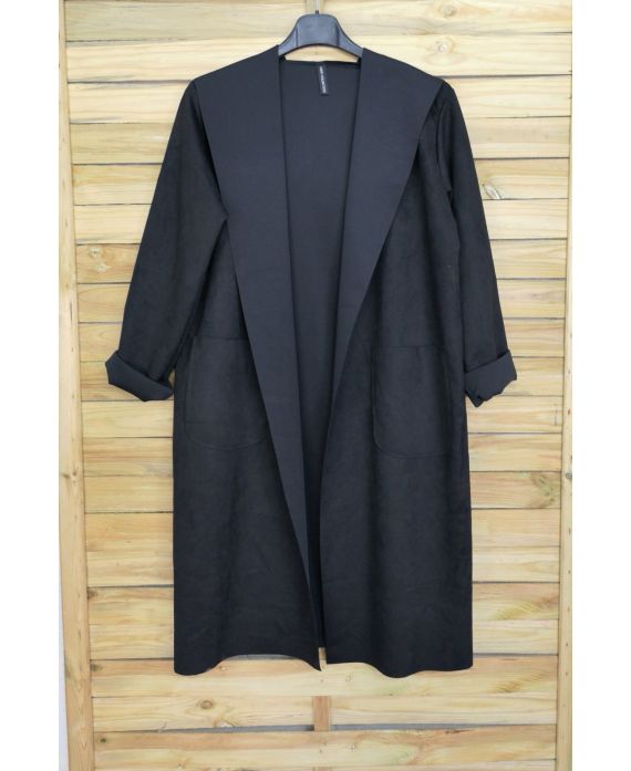 JACKET LOOK SUEDE HAS HOOD 4025 BLACK