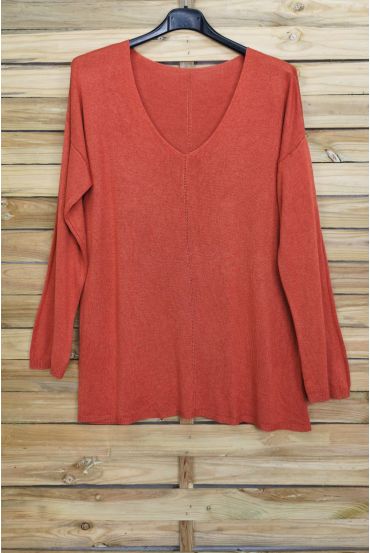 PULL THE END OF OVERSIZE V-NECK 4011 BRICK