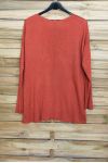 PULL THE END OF OVERSIZE V-NECK 4011 BRICK