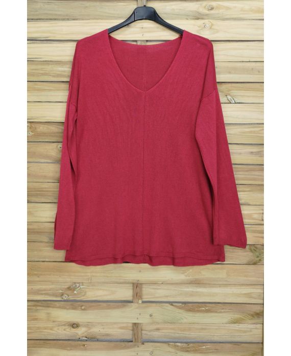 SWETER W KOŃCU PONADGABARYTOWYCH V-NECK 4011 BORDEAUX