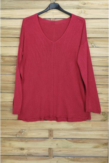 PULLOVER ENDE OVERSIZE-V-NECK 4011 BORDEAUX