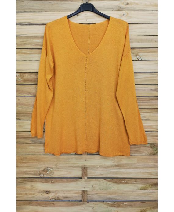 PULL THE END OF OVERSIZE V-NECK 4011 MUSTARD