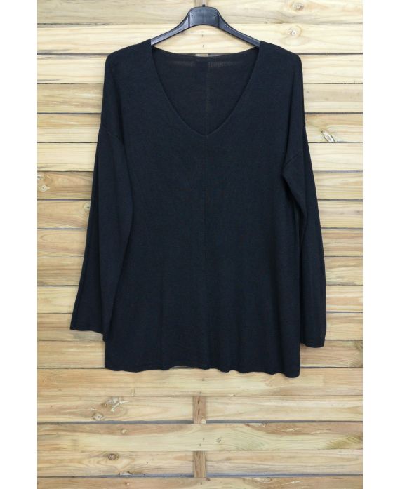 PULL THE END OF OVERSIZE V-NECK 4011 BLACK