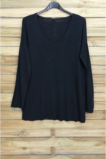 PULL THE END OF OVERSIZE V-NECK 4011 BLACK