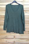 PULL THE END OF OVERSIZE V-NECK 4011 MILITARY GREEN