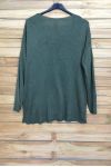 PULL THE END OF OVERSIZE V-NECK 4011 MILITARY GREEN