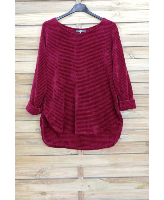 PULL EN VELOUR 4005 BORDEAUX