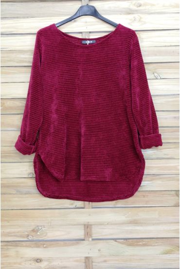 PULLOVER MIT V-VELOUR 4005 BORDEAUX