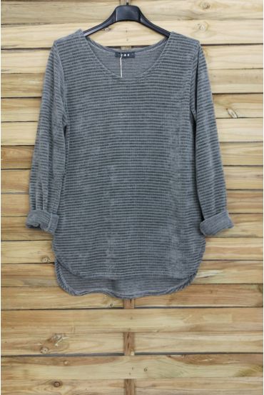 PULLOVER IN VELOUR GRAU 4005