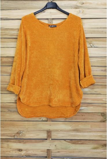 PULLOVER MIT V-VELOUR 4005 SENF