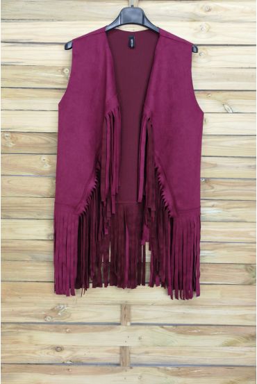 VEST SUEDINE HAS FRINGES 4026 BORDEAUX