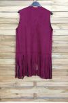 GILET SUEDINE A FRANGES 4026 BORDEAUX