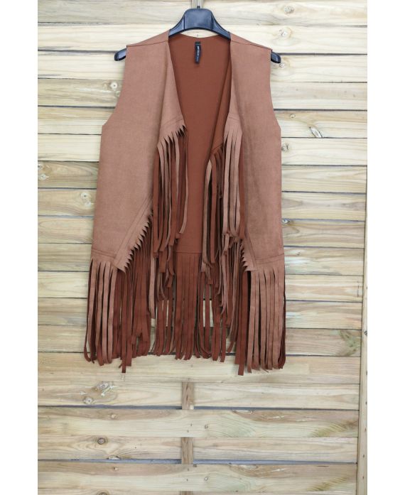 VEST SUEDINE HAS FRINGES 4026 CAMEL