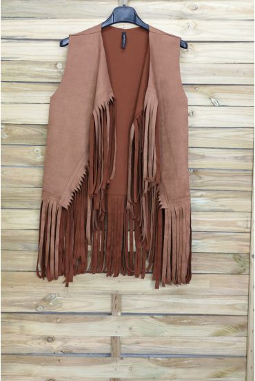 VEST SUEDINE HAS FRINGES 4026 CAMEL