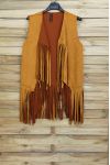 VEST SUEDINE HAS FRINGES 4026 MUSTARD