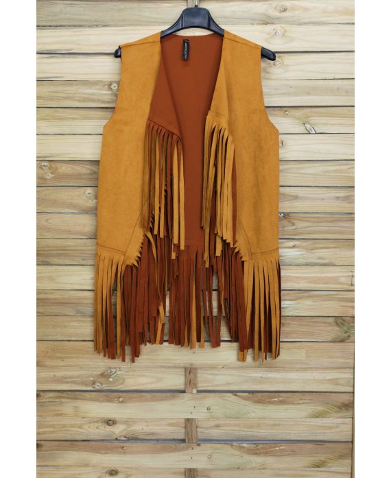 VEST SUEDINE HAS FRINGES 4026 MUSTARD