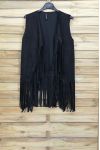 VEST SUEDINE HAS FRINGES 4026 BLACK