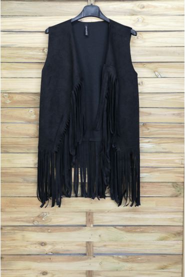 VEST SUEDINE HAS FRINGES 4026 BLACK