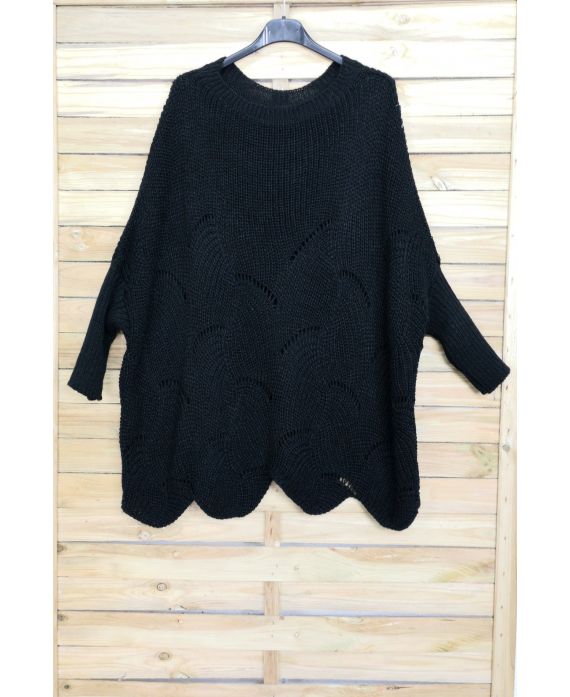 PULLOVER OVERSIZE AJOURE 4008 BLACK