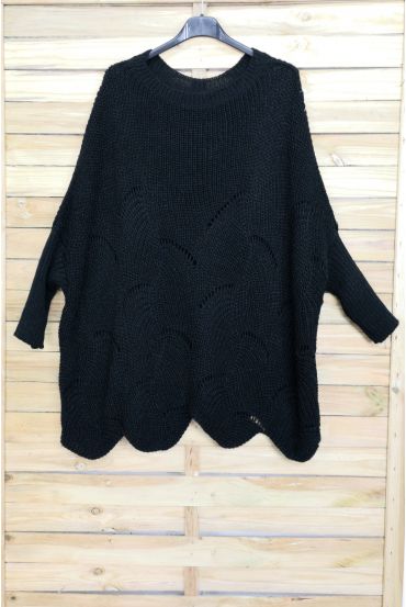 PULLOVER OVERSIZE AJOURE 4008 BLACK