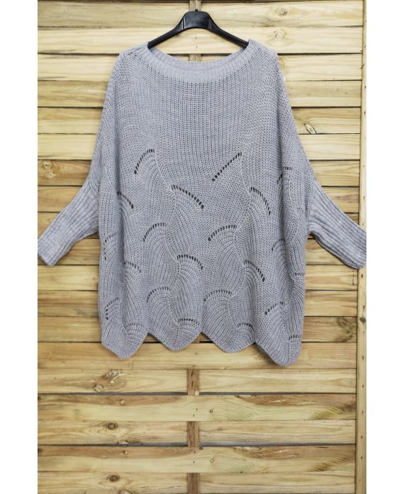 PULLOVER OVERSIZE AJOURE 4008 GRAY