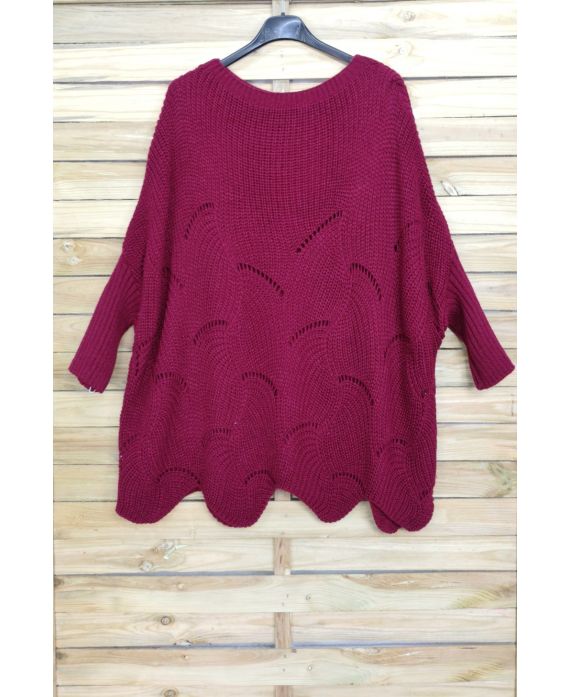 PULLOVER OVERSIZE AJOURE 4008 BORDEAUX