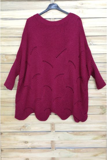 PULLOVER OVERSIZE AJOURE 4008 BORDEAUX