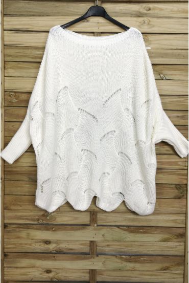 PULLOVER OVERSIZE AJOURE 4008 OFF-BIANCO