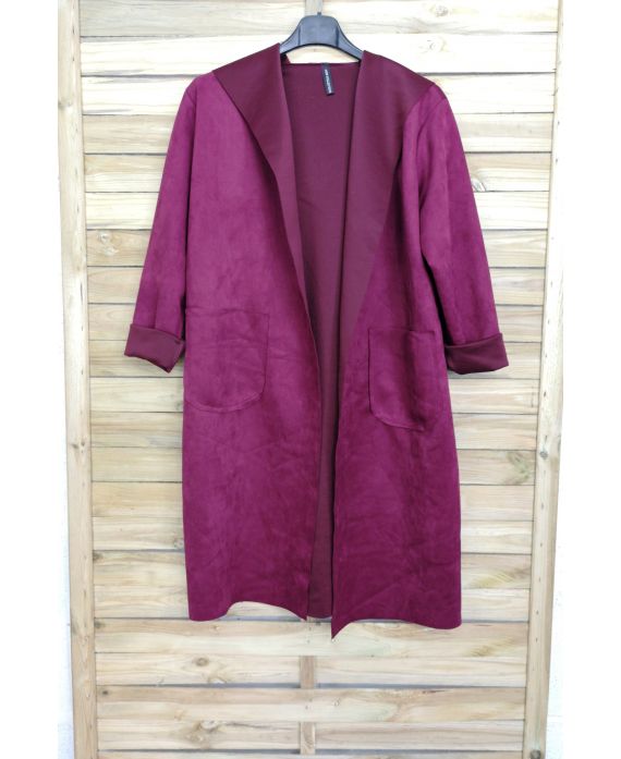 GIACCA IN LOOK PELLE SCAMOSCIATA HA IL CAPPUCCIO 4025 BORDEAUX